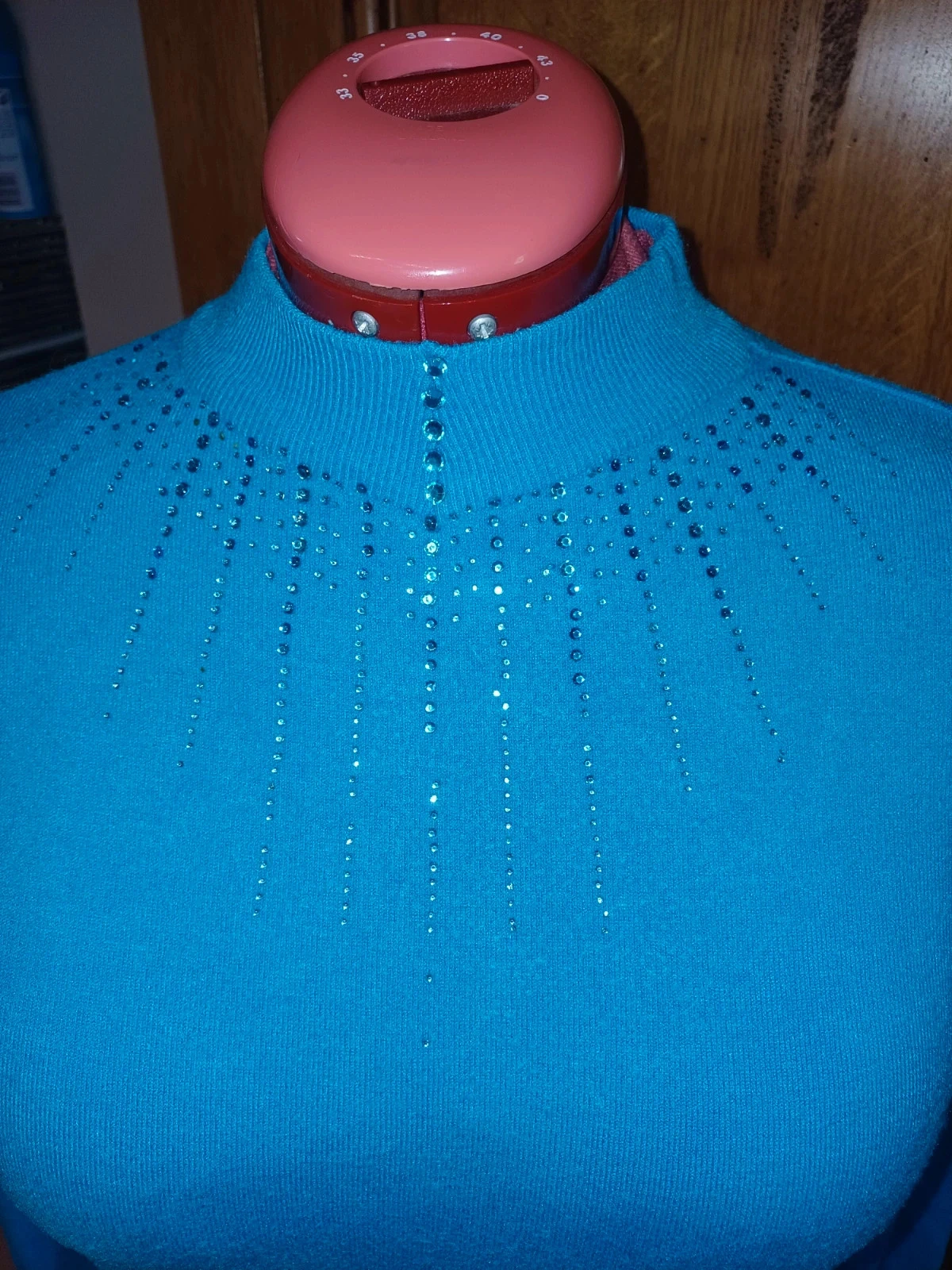 Blue sweater with rhinestone collar by REN MODA size 38/40 – photo 2